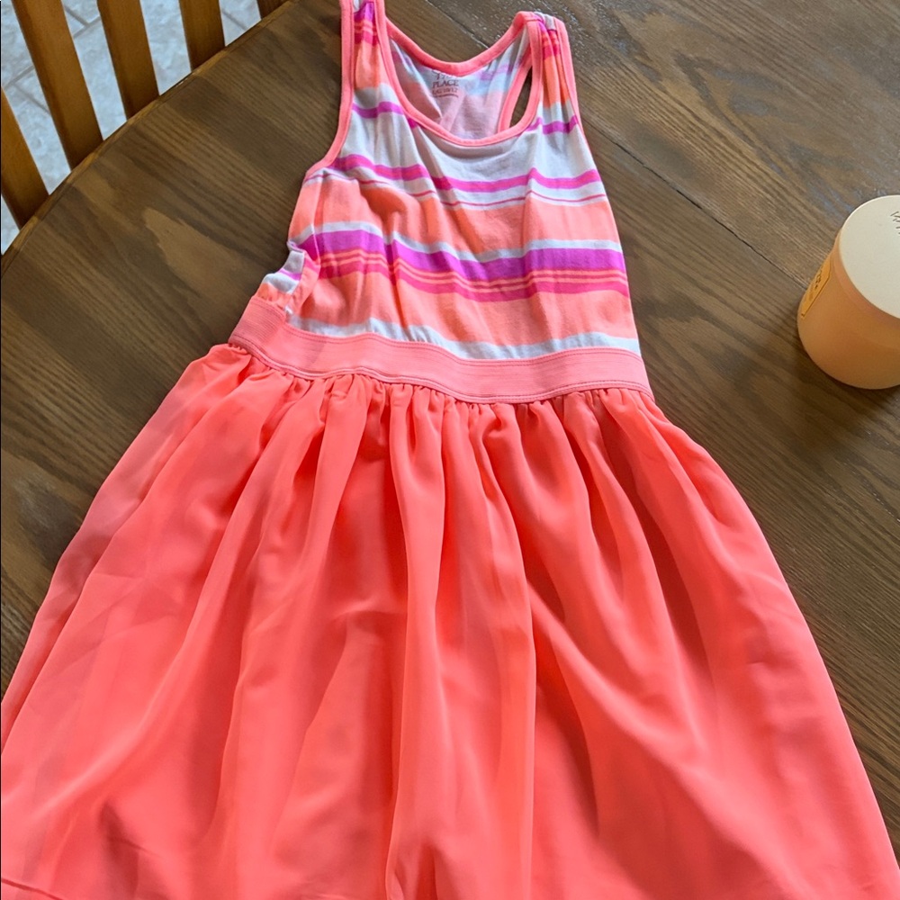 The Children's Place Coral and Pink Striped Tank Dress